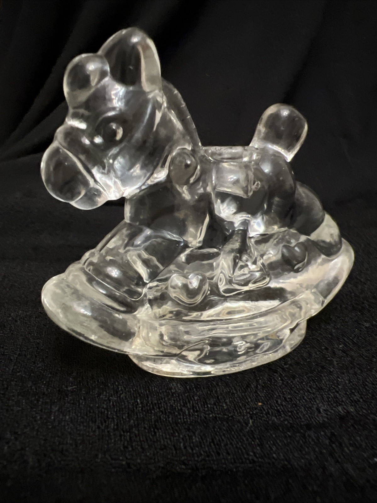 Miniature Glass Rocking Horse Candleholder 2.5 In Tall X 3 In Long