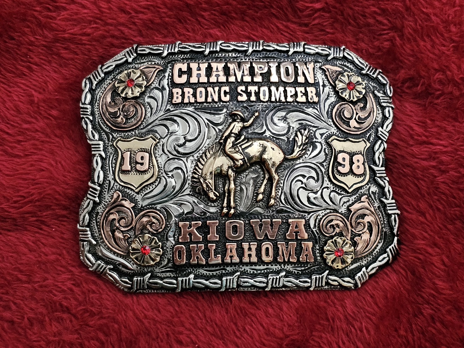 Bronc Riding☆1998☆RODEO CHAMPION TROPHY BUCKLE☆X~TREME☆Kiowa Oklahoma☆RARE☆694