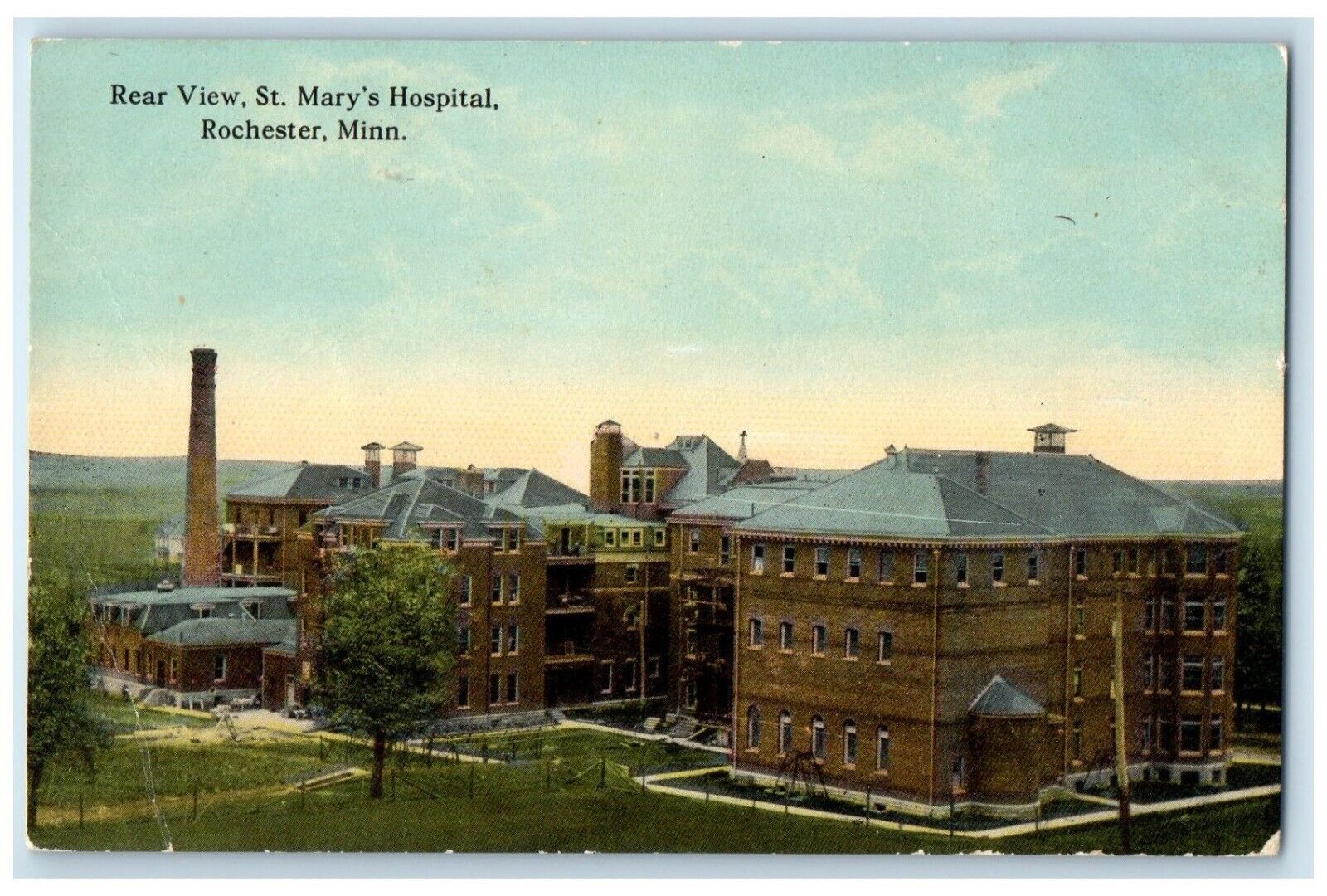 c1910\'s Rear View St. Mary\'s Hospital Building Rochester Minnesota MT Postcard