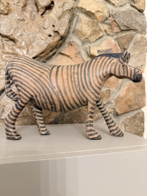 Vintage Hand Carved Wooden Zebra, Rhinos x2 Figurines Vintage Hand Carved Wooden Zebra, Rhinos x2 Figurines