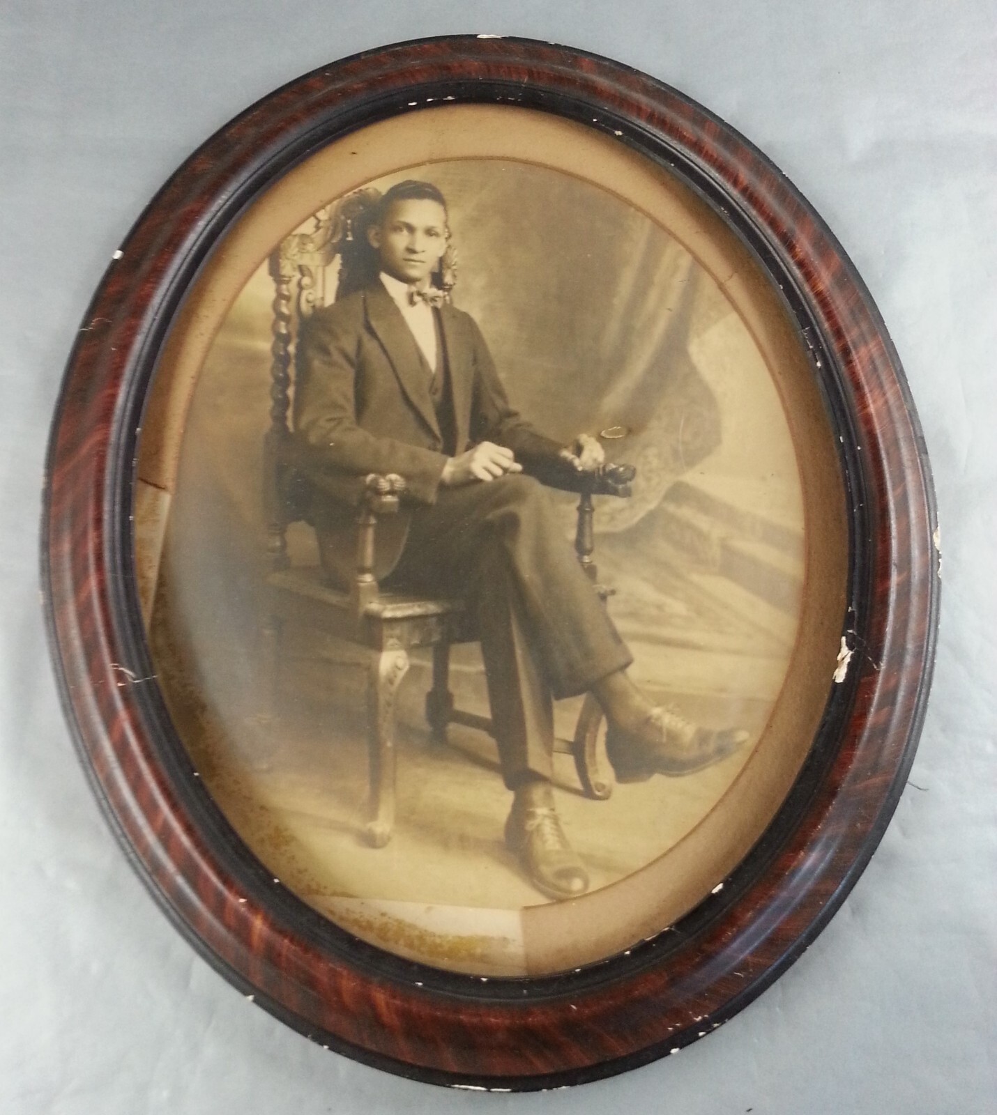Antique Framed Photo Black And White Photograph Of A Young Man Business Attire