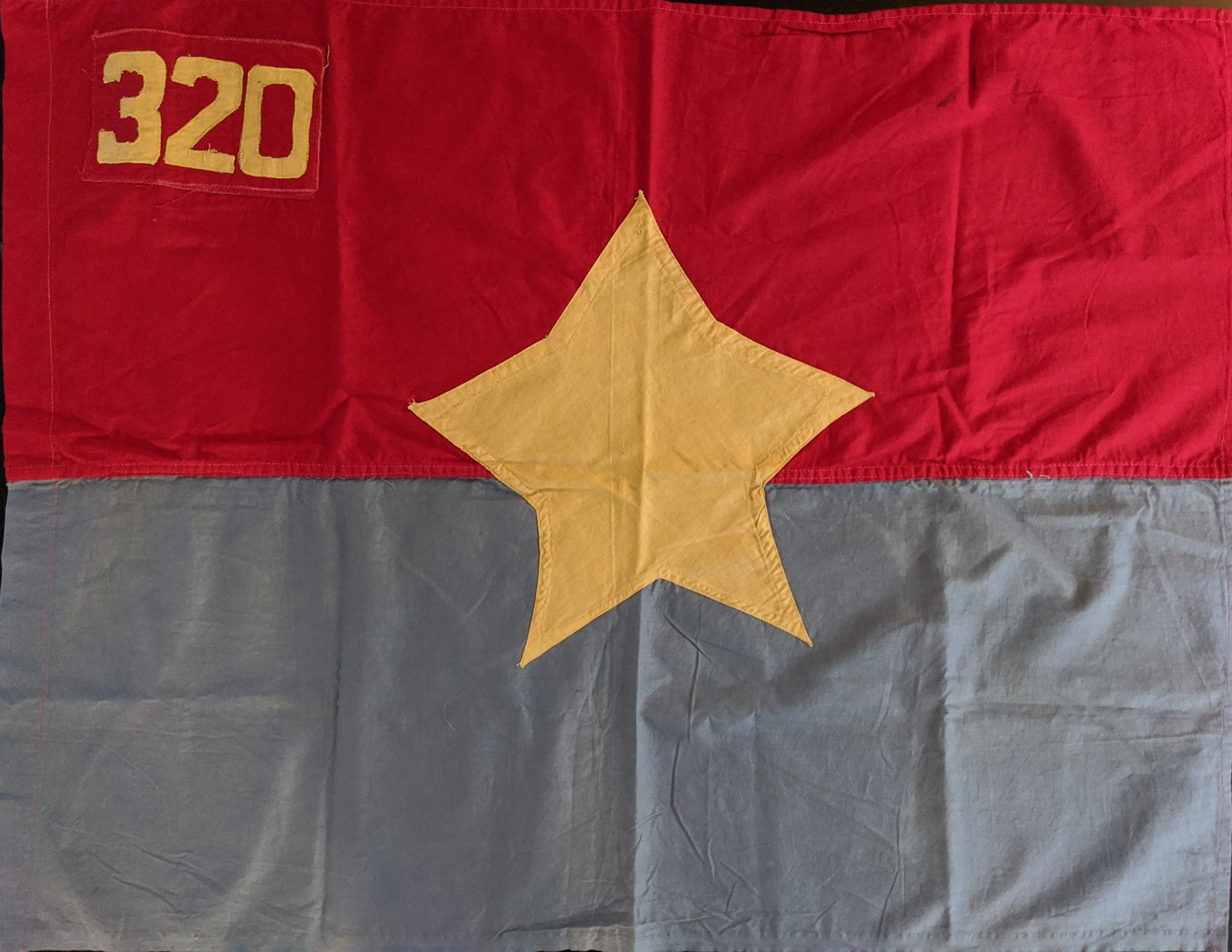 Framed Vintage Viet Cong NLF Flag Unit 320 (Vietnam War Militaria) Framed Vintage Viet Cong NLF Flag Unit 320 (Vietnam War Militaria)