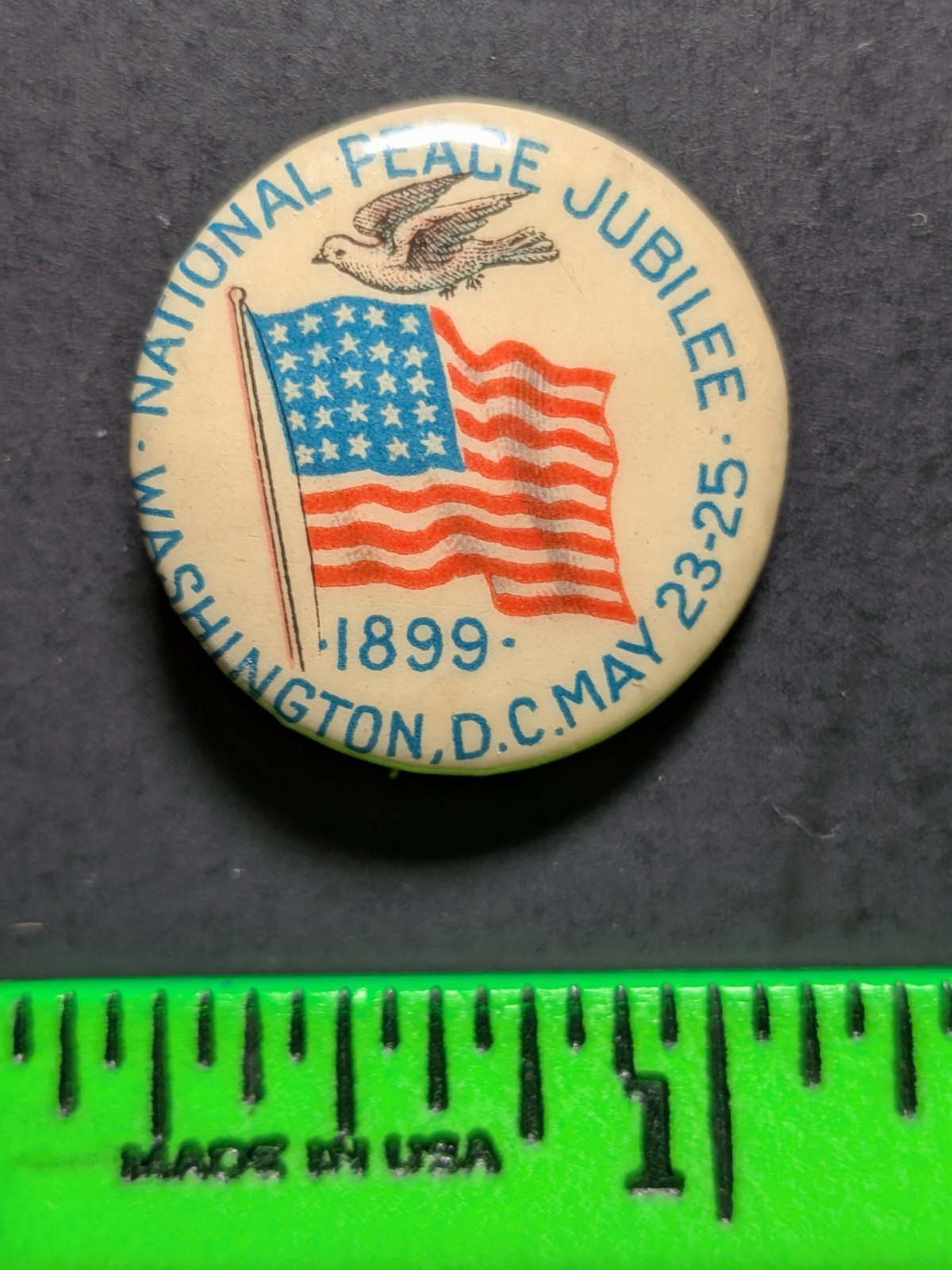 Vintage 1899 National Peace Jubilee Washington DC Pinback Pin Vintage 1899 National Peace Jubilee Washington DC Pinback Pin