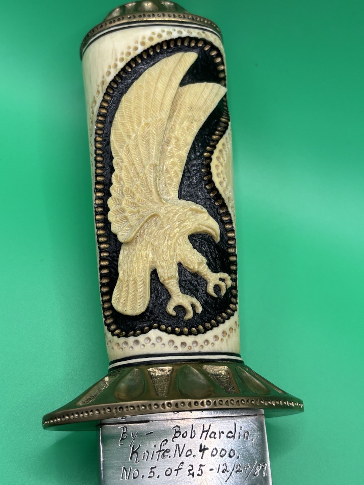 Bob Hardin Custom Bowie Knife Vintage 1989 Scrimshaw Eagle Presentation #5/25