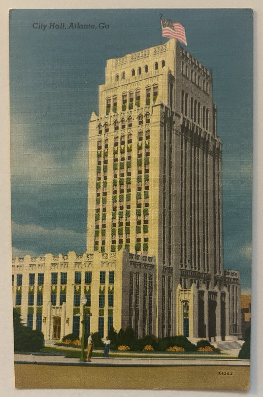 Atlanta GA City Hall Postcard Art Deco Tower Vintage Southeast Architecture View