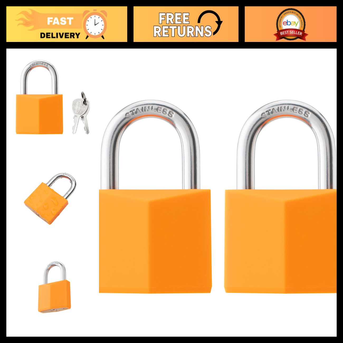 2-Pack Keyed Alike Padlocks, Rustproof Brass Locks with Stainless Steel Shackles 2-Pack Keyed Alike Padlocks, Rustproof Brass Locks with Stainless Steel Shackles