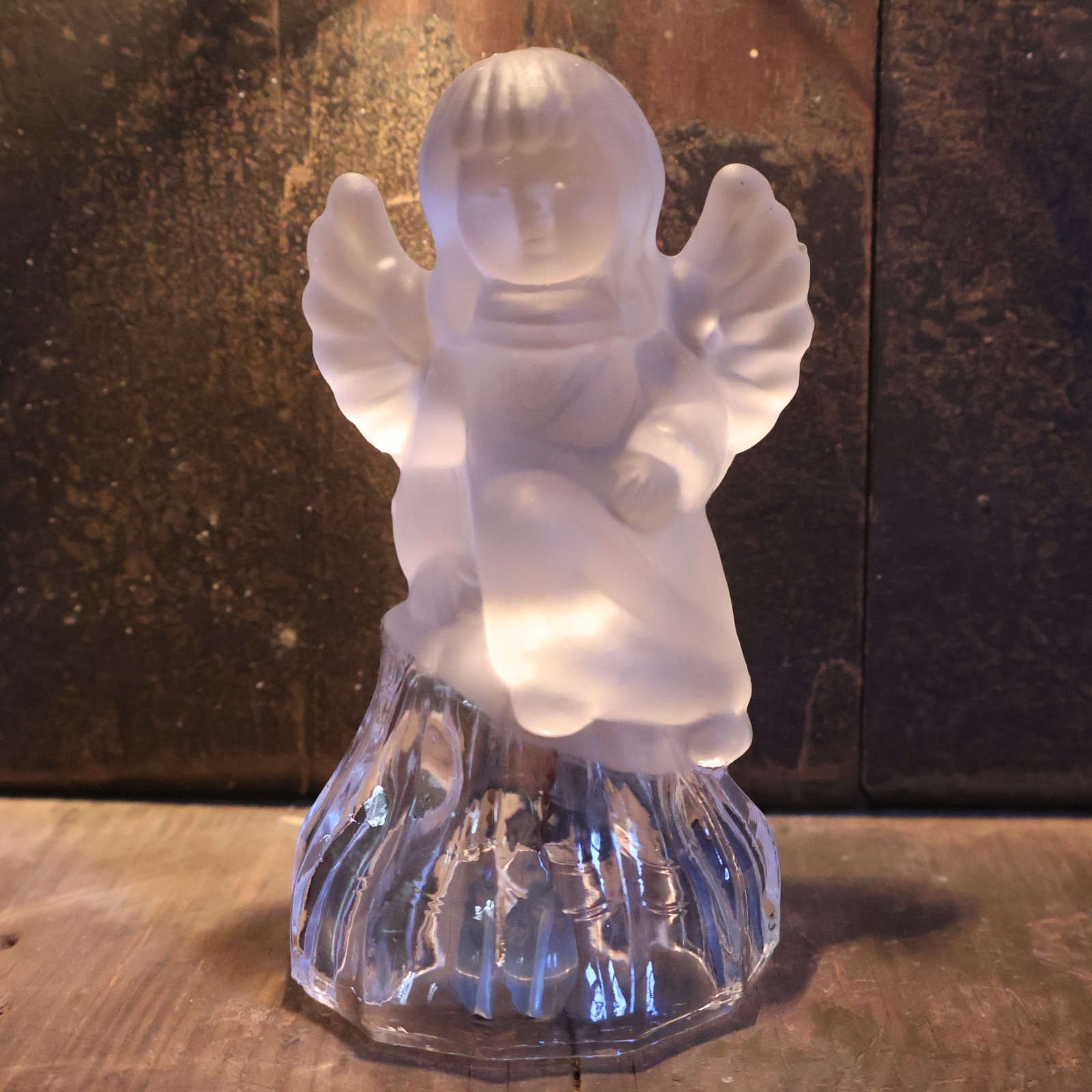 Vintage 1979 Goebel 24% Lead Crystal Frosted and Clear Glass Angel Bell Germany Vintage 1979 Goebel 24% Lead Crystal Frosted and Clear Glass Angel Bell Germany