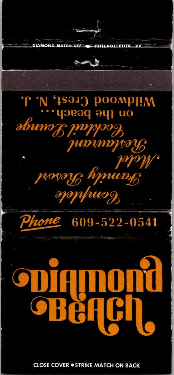 Diamond Beach Resort Motel Wildwood Crest NJ Vintage Matchbook Cover TMM17-7
