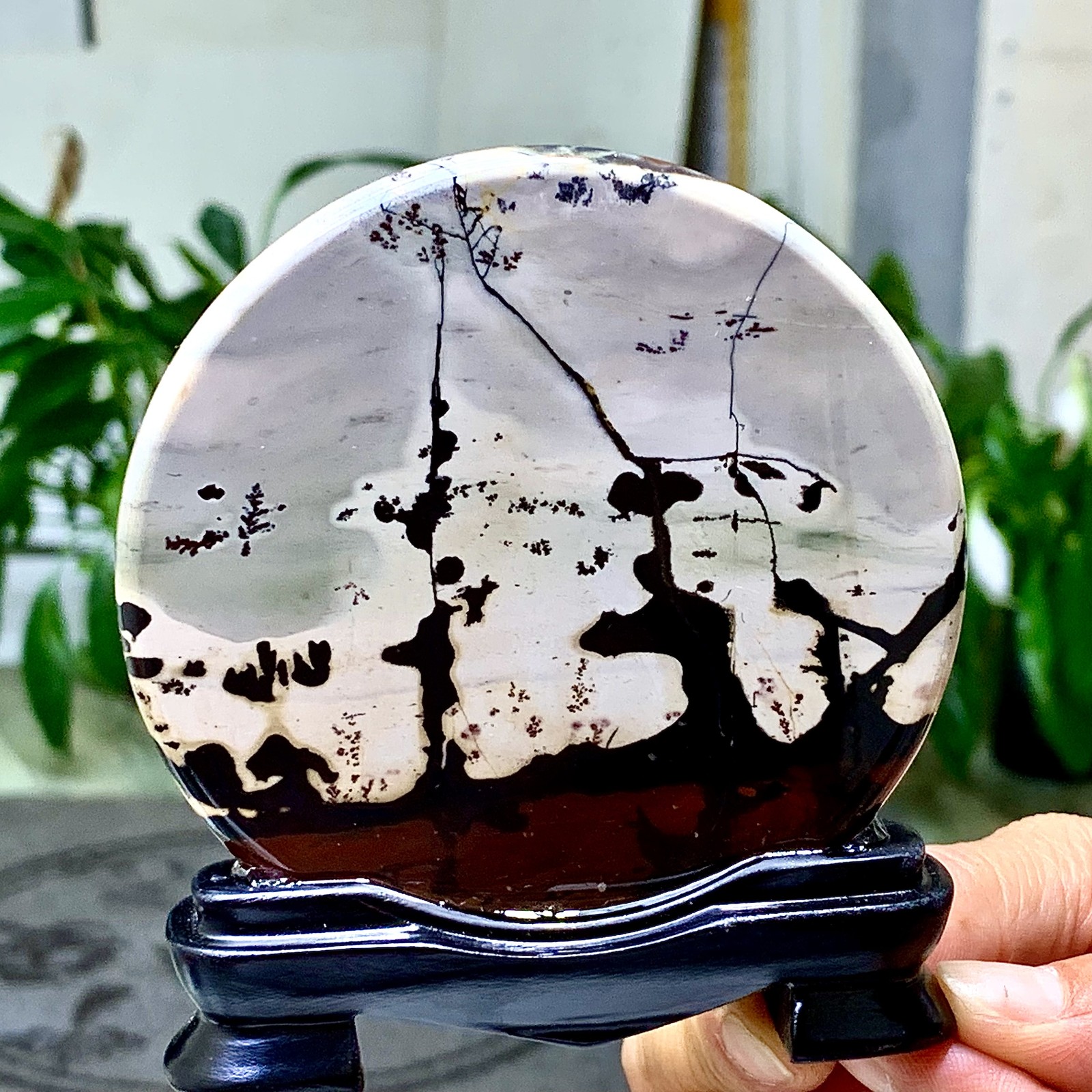 143G Rare natural Chinese painting stone pattern mineral specimen+substrate