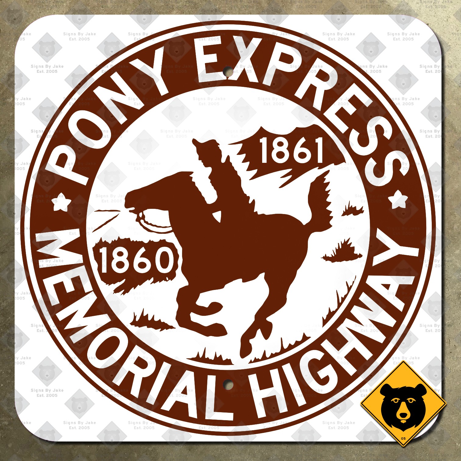 Kansas Pony Express Memorial Highway marker road sign Marysville US 36 15x15