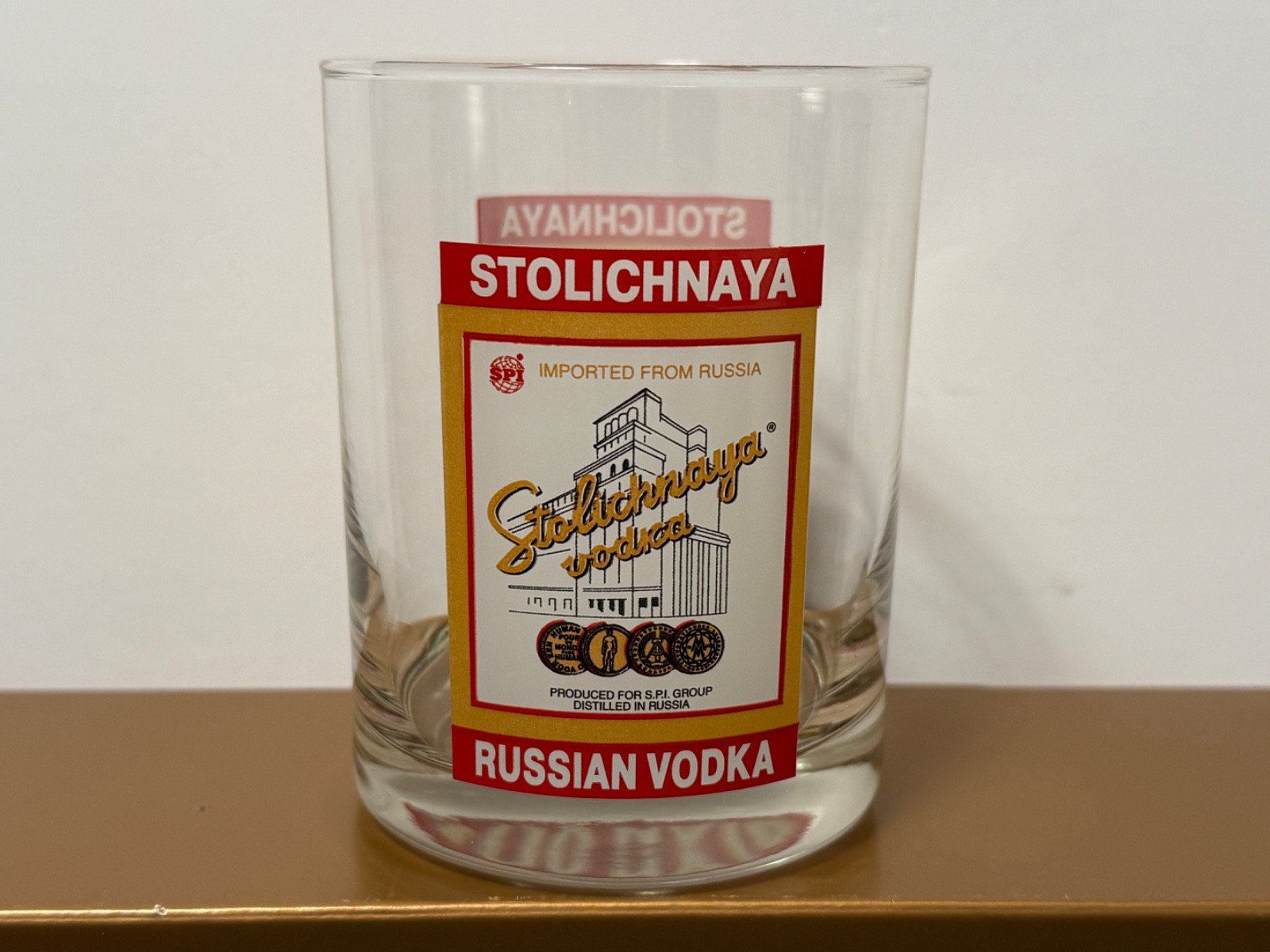 Vintage Stolichnaya Russian Vodka Double Old Fashioned Rocks Glass