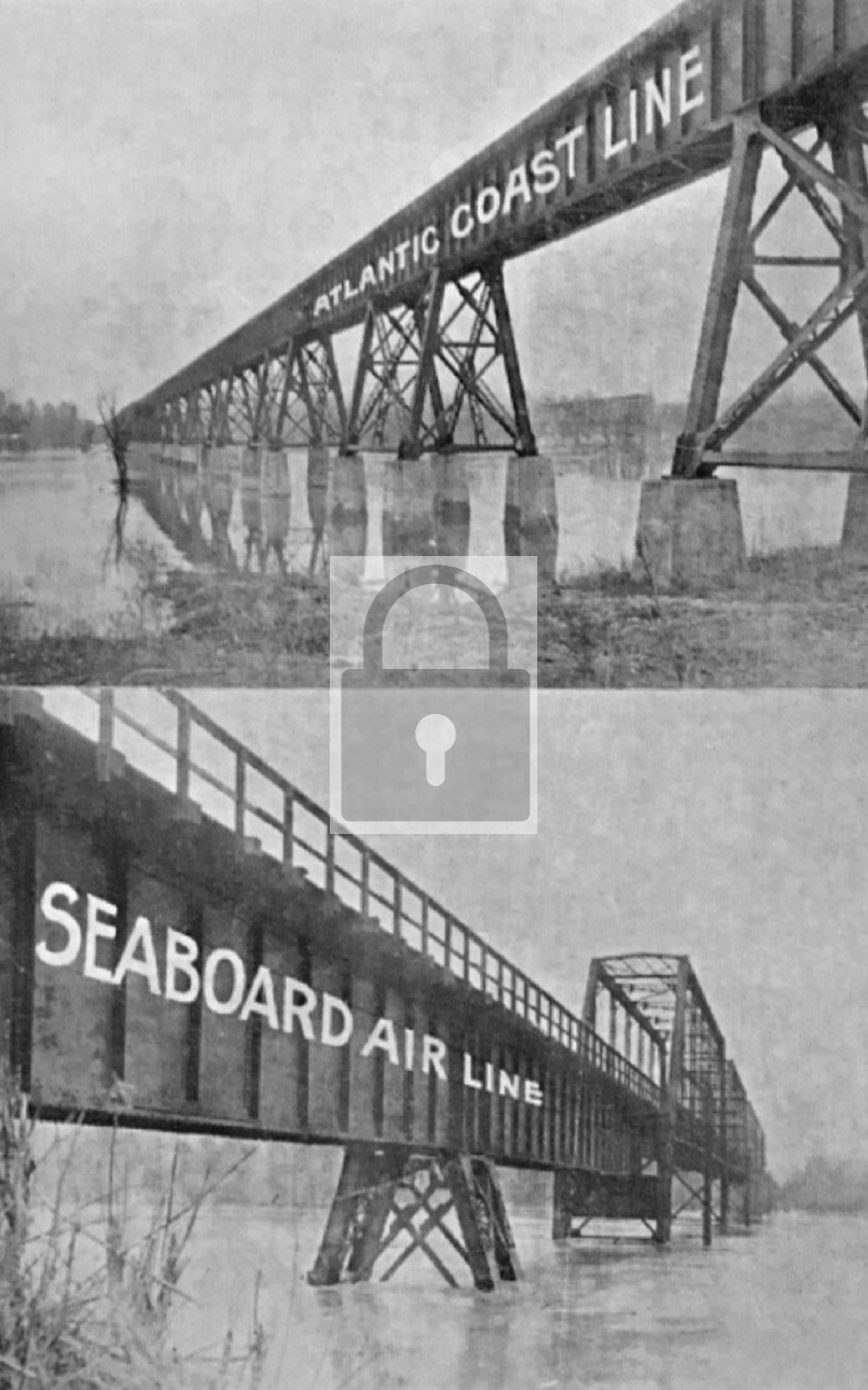 Railroad Train Bridges Roanoke River Weldon North Carolina NC - Reprint