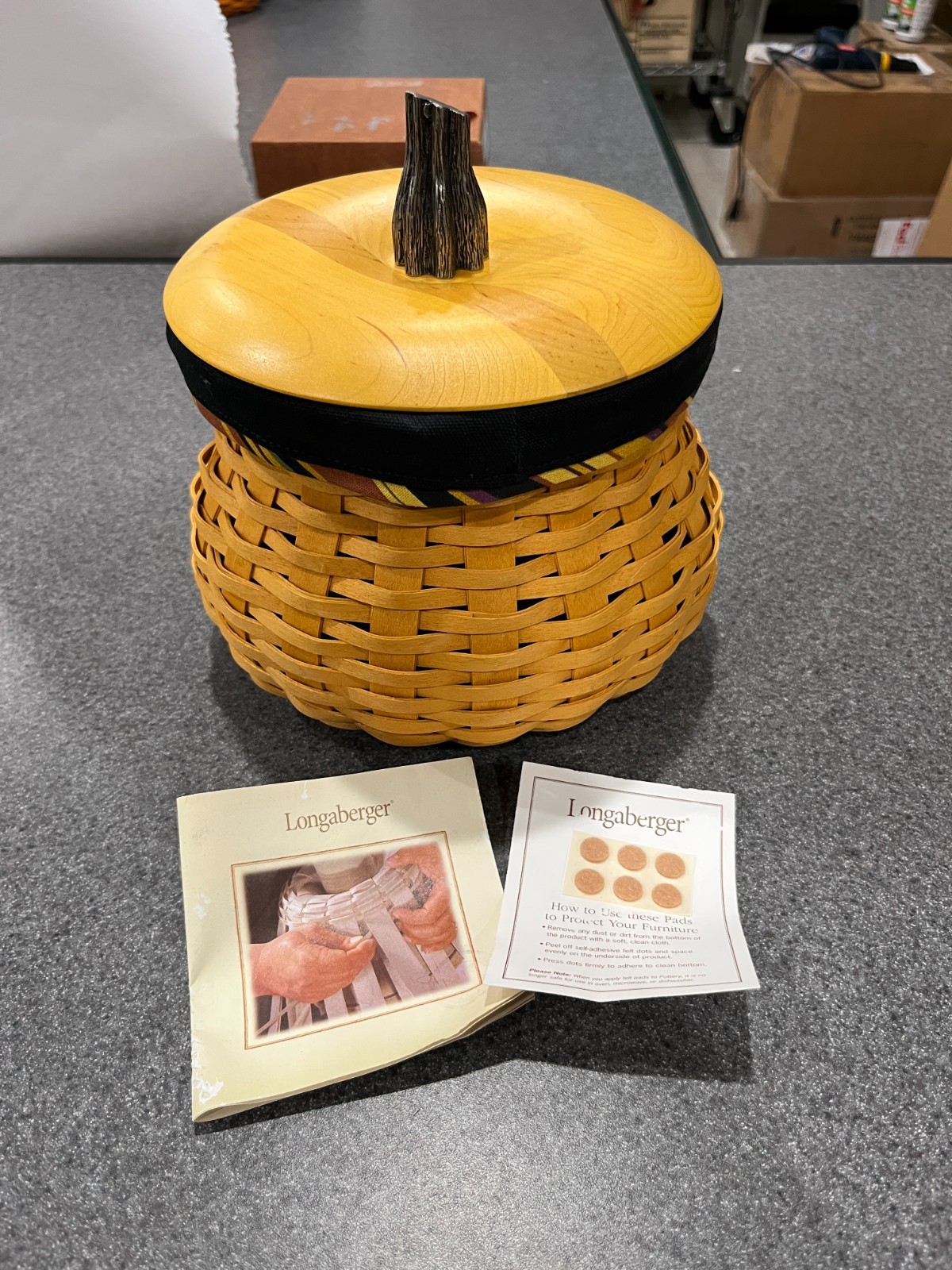 LONGABERGER - 2007 Happy Halloween Pumpkin Basket w Liner Charity DS51