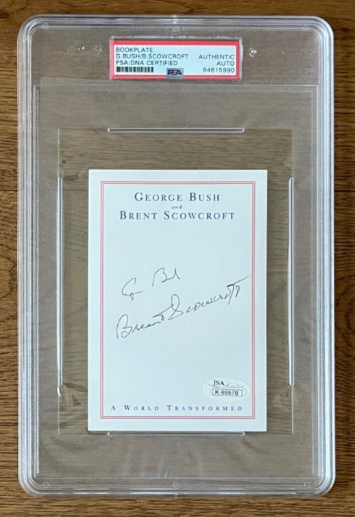 George Bush Signed Autograph PSA Bookplate Reagan vice President bas Political