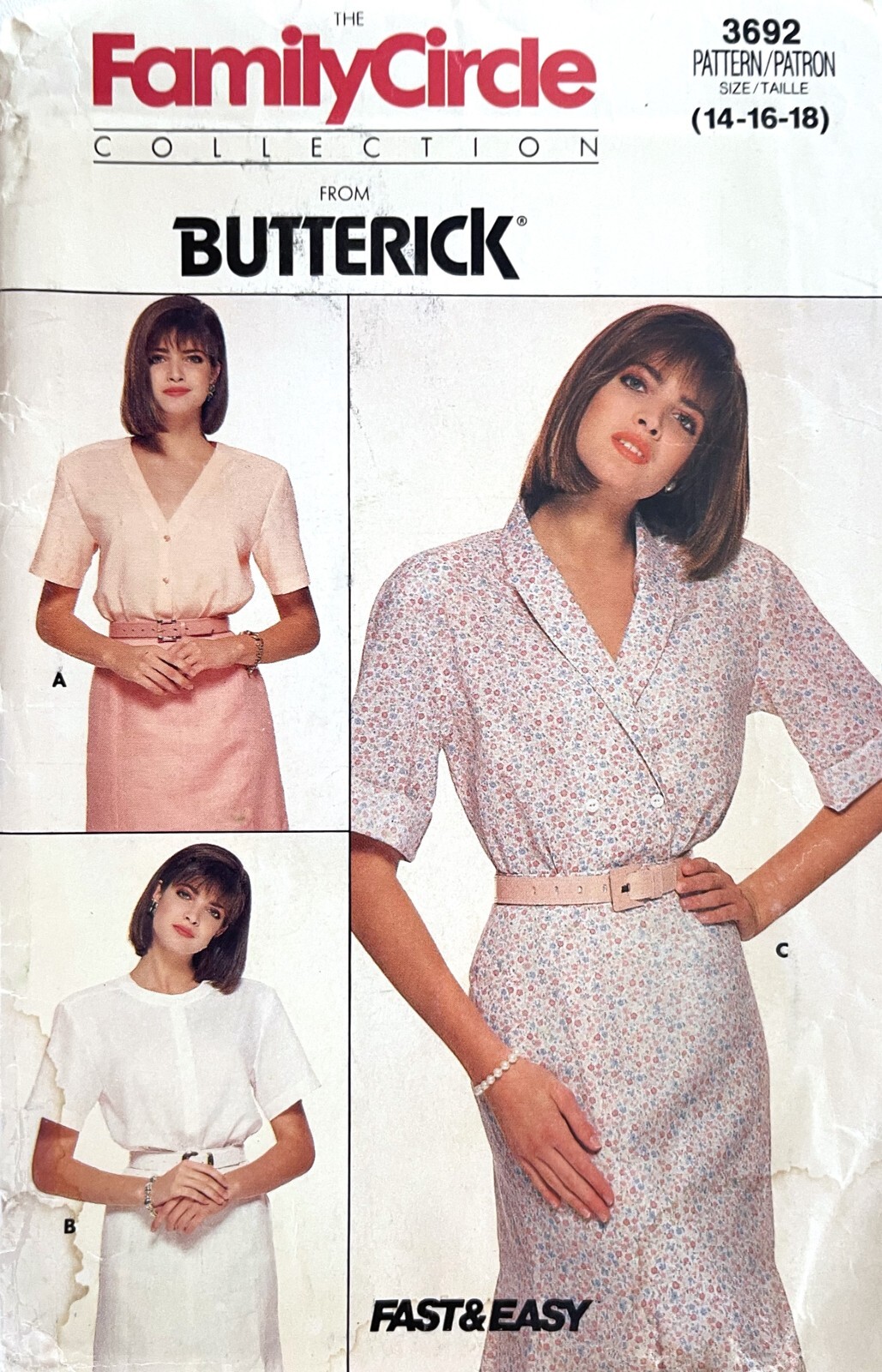 1980\'s Butterick Misses\' Blouse Pattern 3692 Size 14-18 UNCUT
