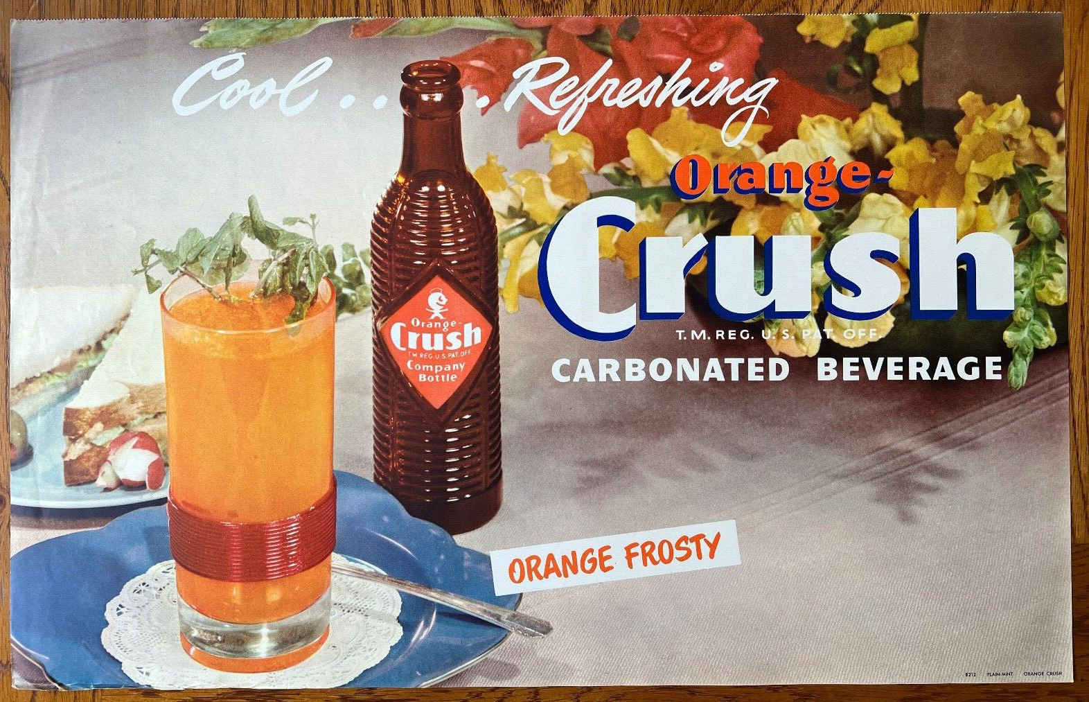 Vintage 1940s Orange Crush Advertising Poster Rare Clean  B212