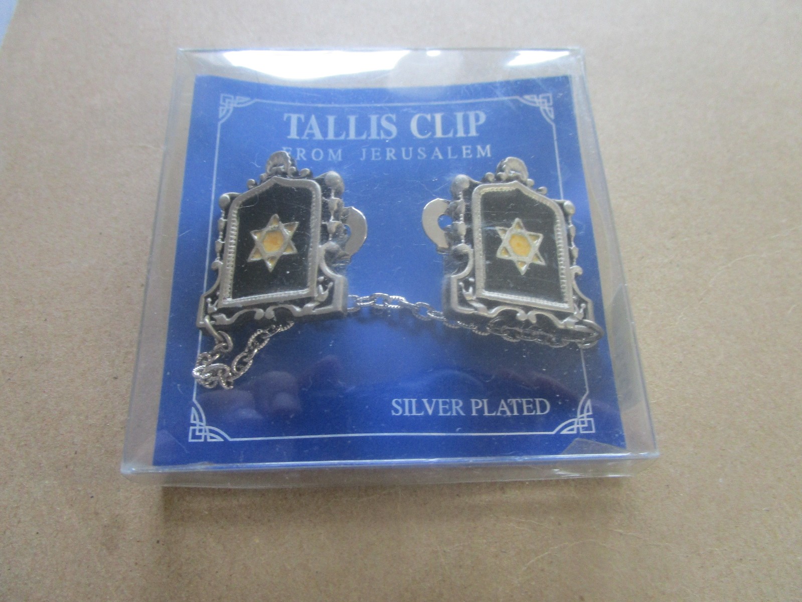 Silver Plated Blue Enamel Magen Star Of David Tallis clips Silver Plated Blue Enamel Magen Star Of David Tallis clips