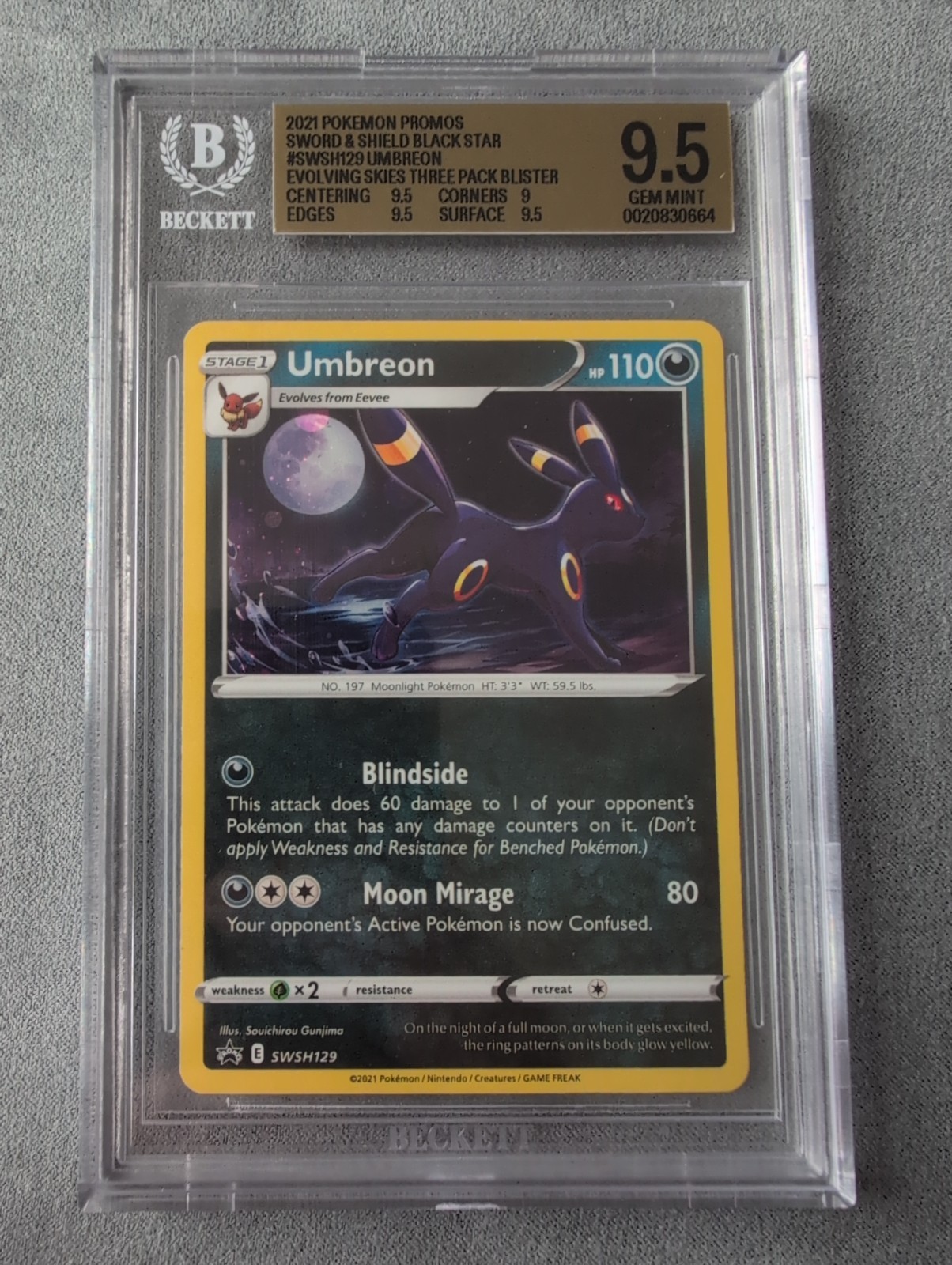 Pokémon Umbreon TCG SWSH129 Black Star Promo Holo