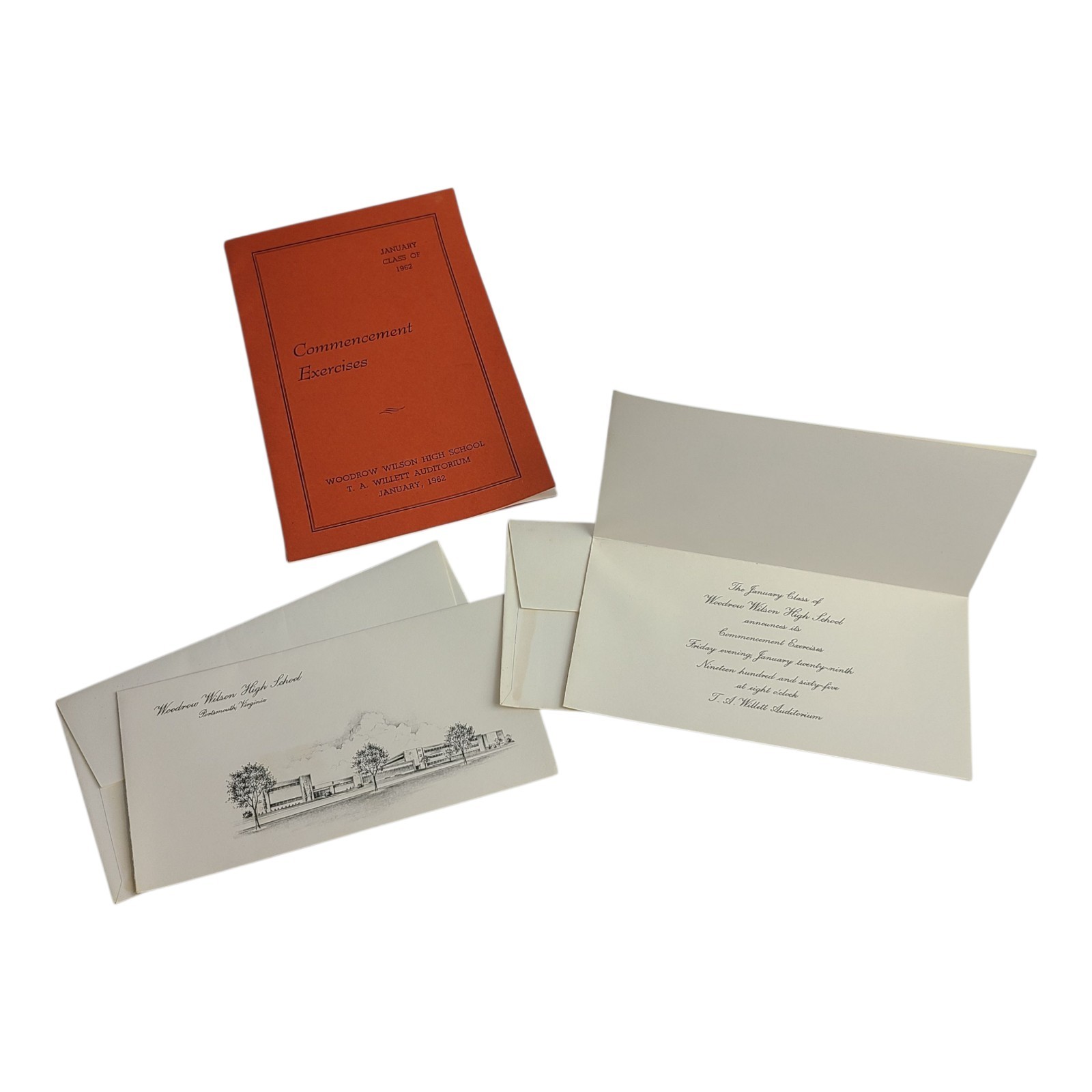 Vtg 1962 Woodrow Wilson High School Commencement Exercises Book & Invitations VA