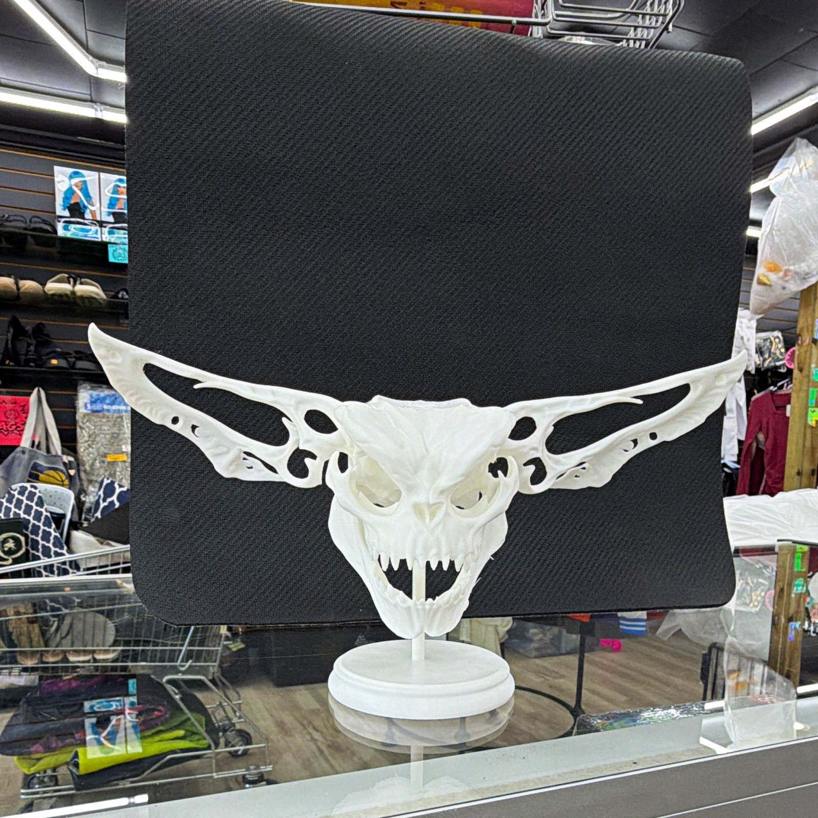 3-D printed gremlin skull with stand