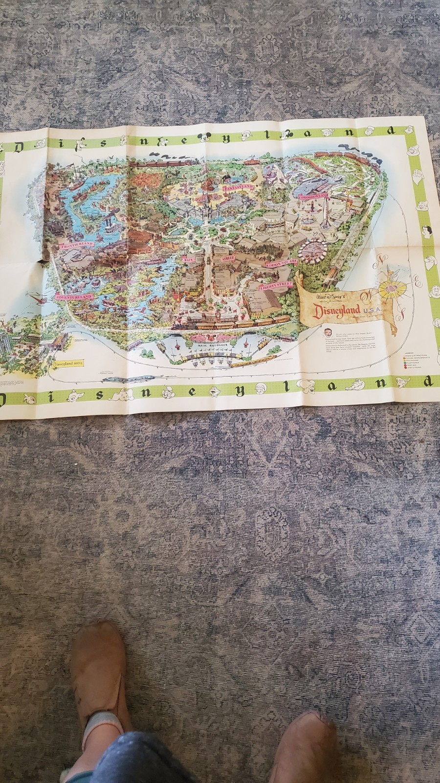 Disney Map Poster Set Vintage 1969 1974