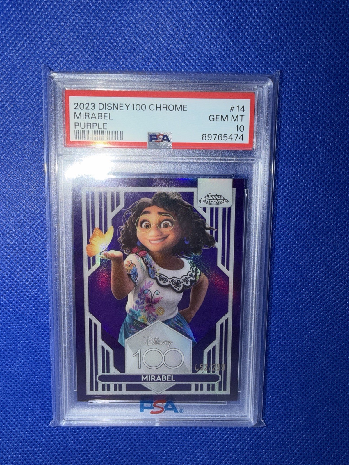 2023 Topps Disney 100 Chrome Mirabel Purple #14 PSA 10 Serial #/299 2023 Topps Disney 100 Chrome Mirabel Purple #14 PSA 10 Serial #/299
