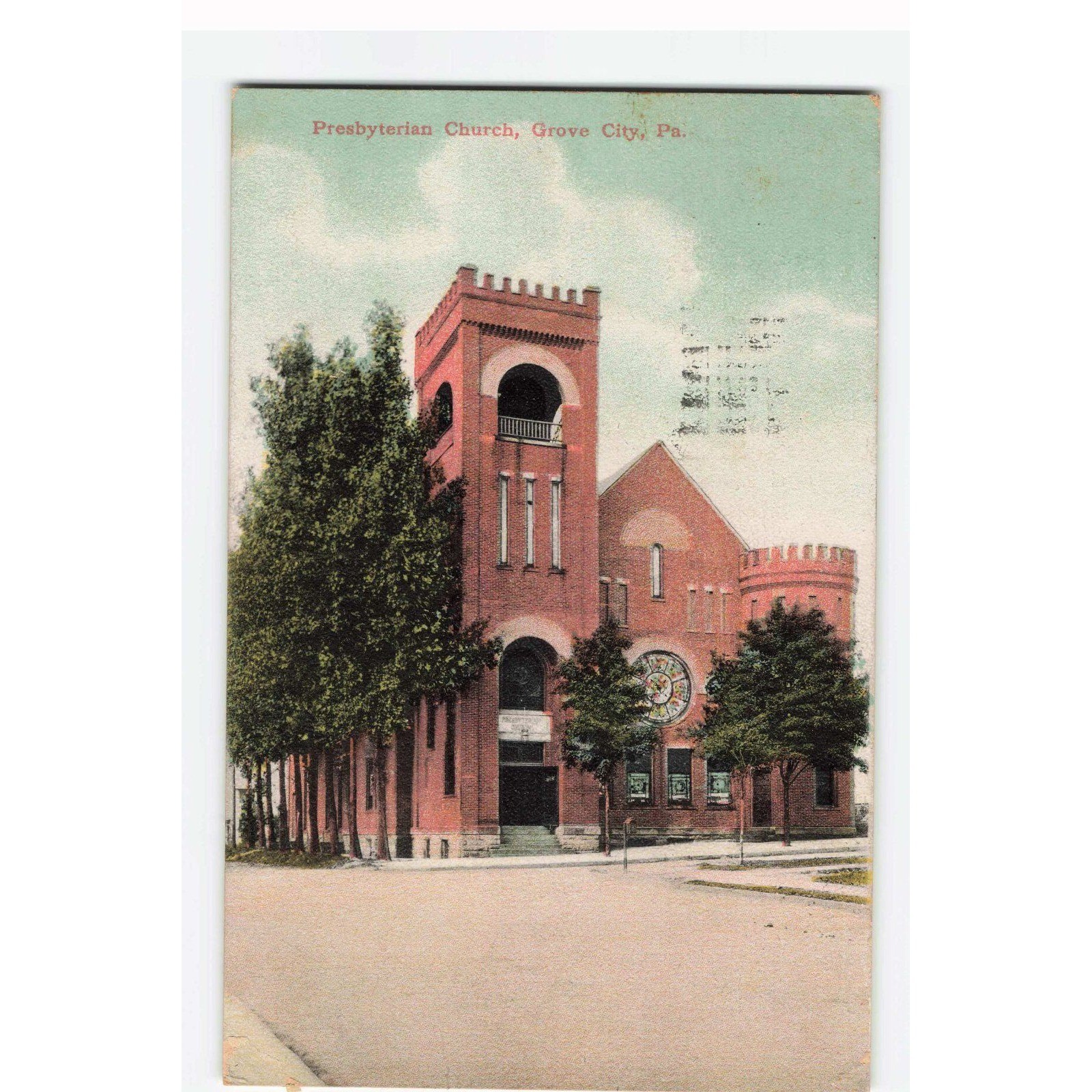 Presbyterian Church Grove City PA Antique Postcard 1909 Harry H Hamm Germany