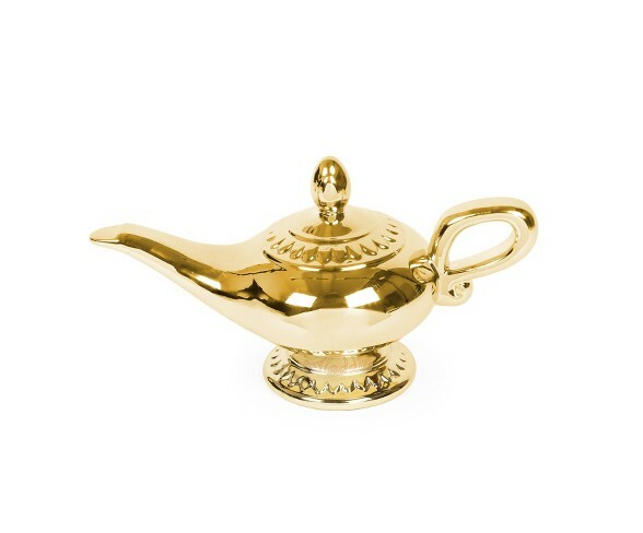 Disney  Aladdin\'s Magic  Lamp Bank  Metalic Gold Ceramic 