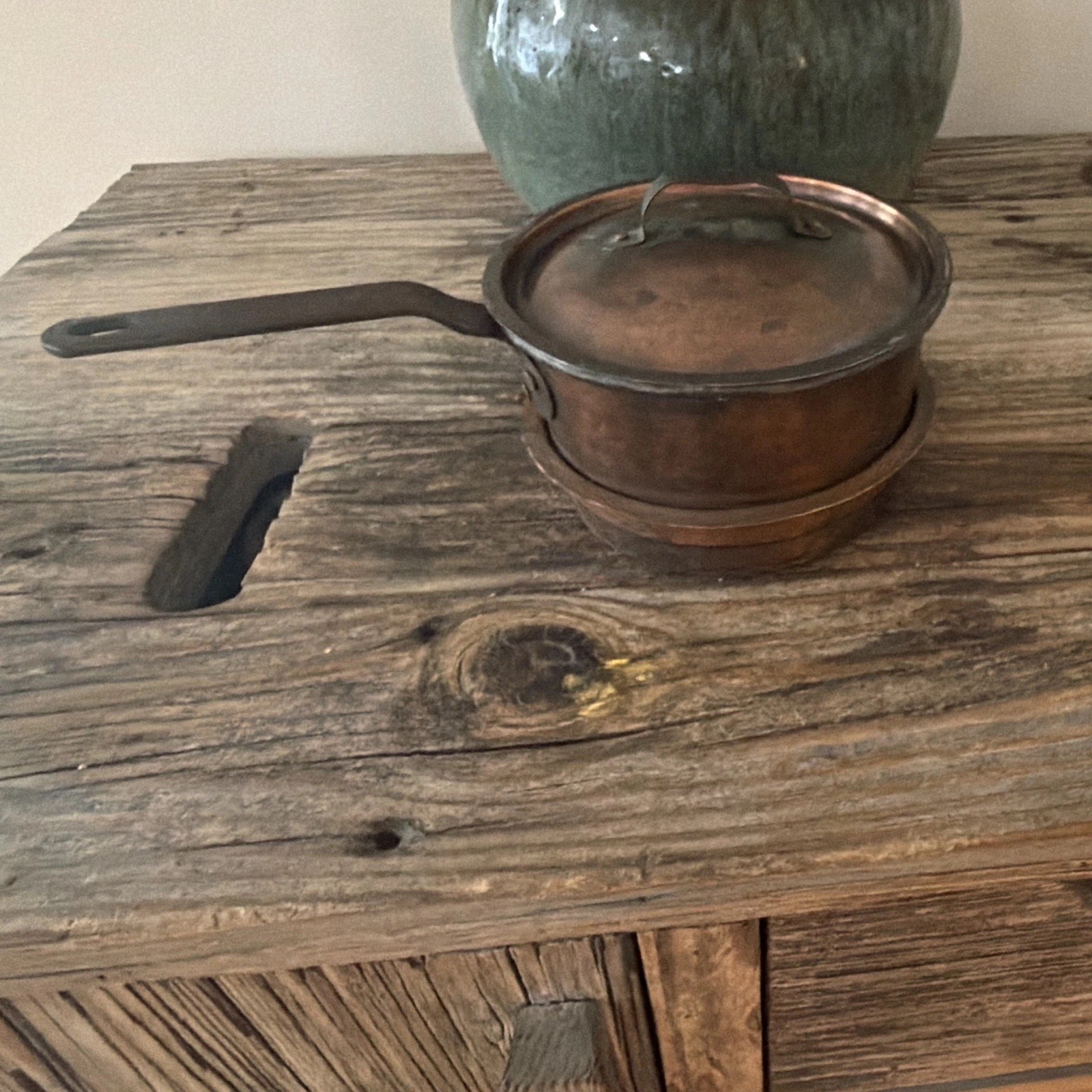 Antique Copper Swedish Lidded Pan, Scandinavian Cookware Antique Copper Swedish Lidded Pan, Scandinavian Cookware
