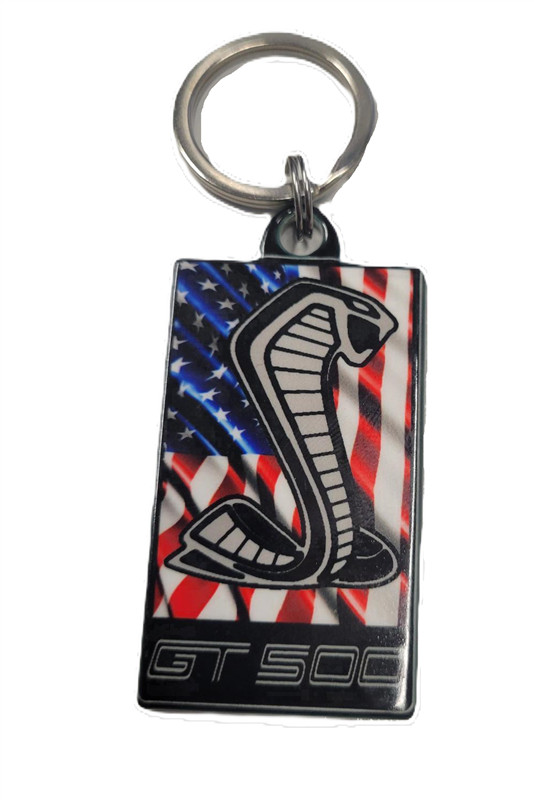 New Shelby SuperSnake on U.S. Flag Key Chain-Ford Mustang Cobra GT500 GT350 SVT