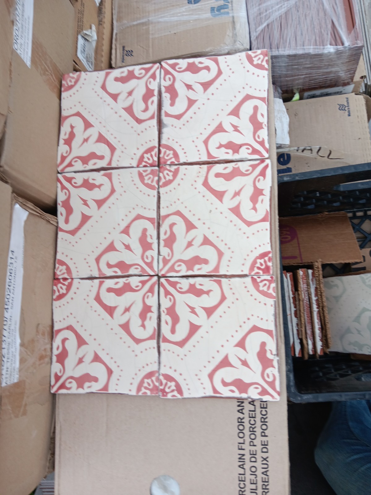 4Tiles - Talavera Handcrafted Mexican Ceramic Tile 6x6...Red/Alabaster White