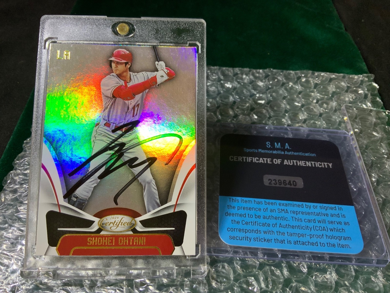 SHOHEI OHTANI AUTOGRAPHED CARD - Signed 2019 Panini Certified 2nd YEAR AUTO +COA