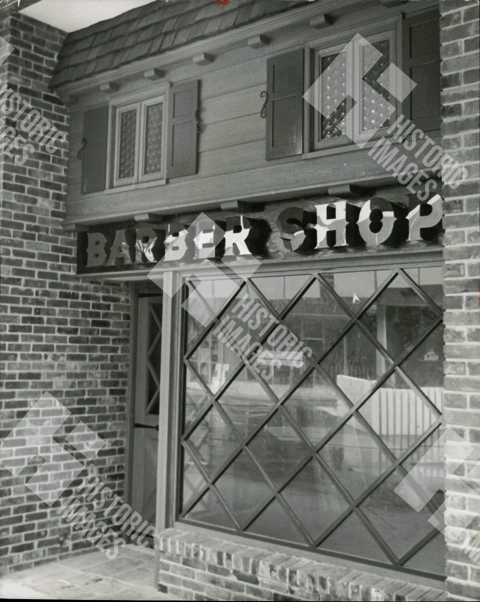 1962 Exterior of a small town barber shop 1962 Exterior of a small town barber shop