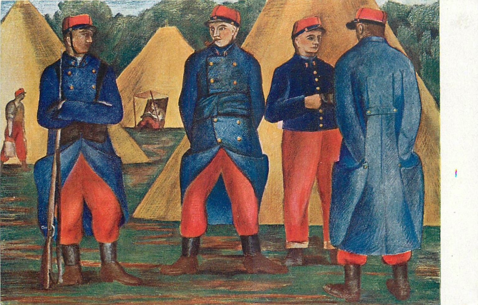 Otto Gutfreund WWI Czechoslovak Legion Soldiers Bayonne Camp 1914 Postcard Otto Gutfreund WWI Czechoslovak Legion Soldiers Bayonne Camp 1914 Postcard
