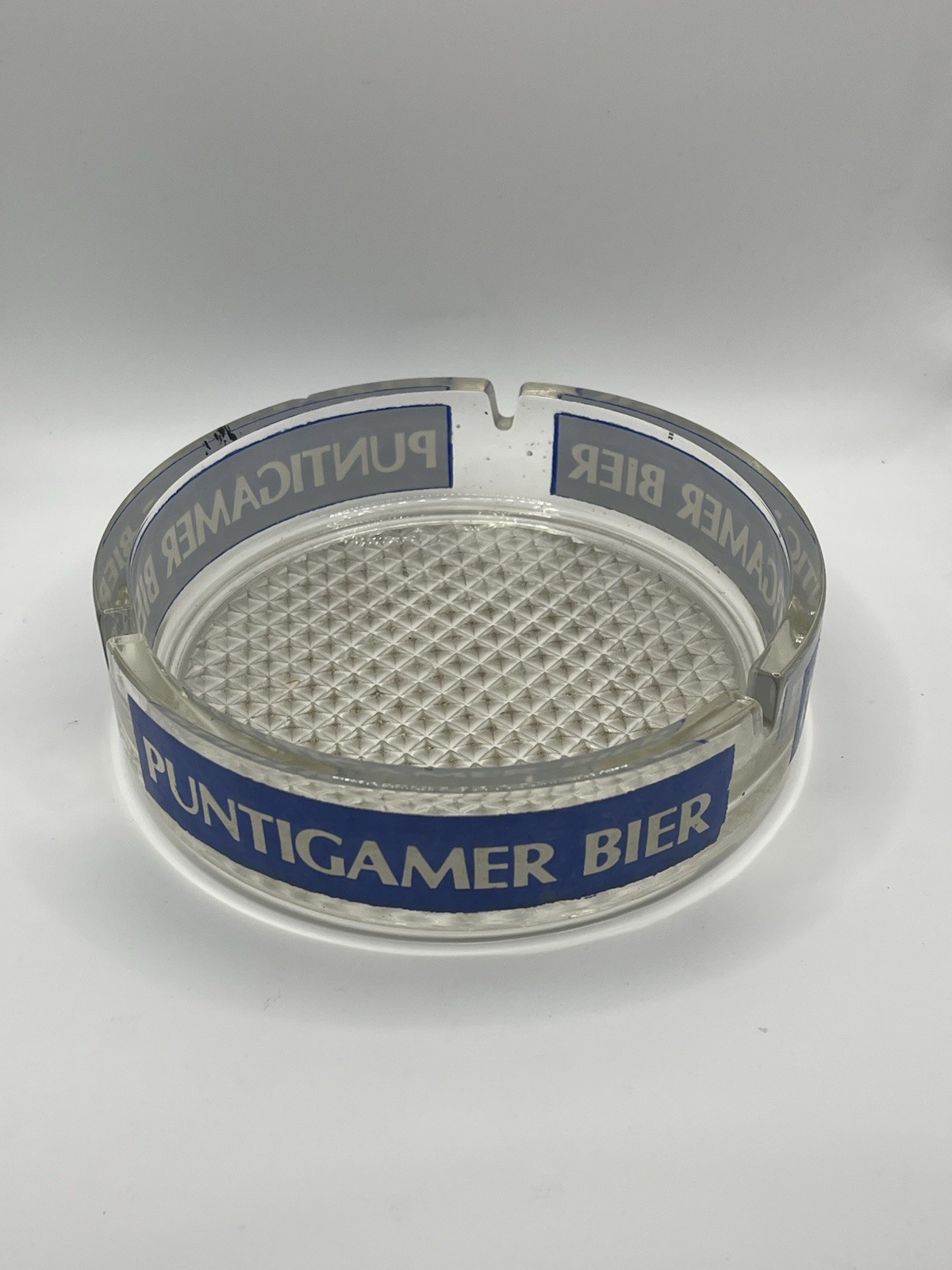 Rare Vintage Puntigamer Beir Ashtray Germany Beer Clear Large Heavy