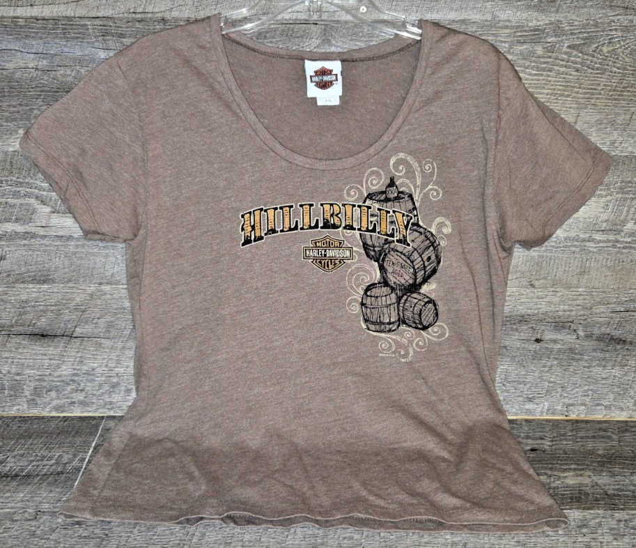 Hillbilly Harley Davidson Gatlinburg, TN 2012 Brown T-Shirt Women\'s Size Large