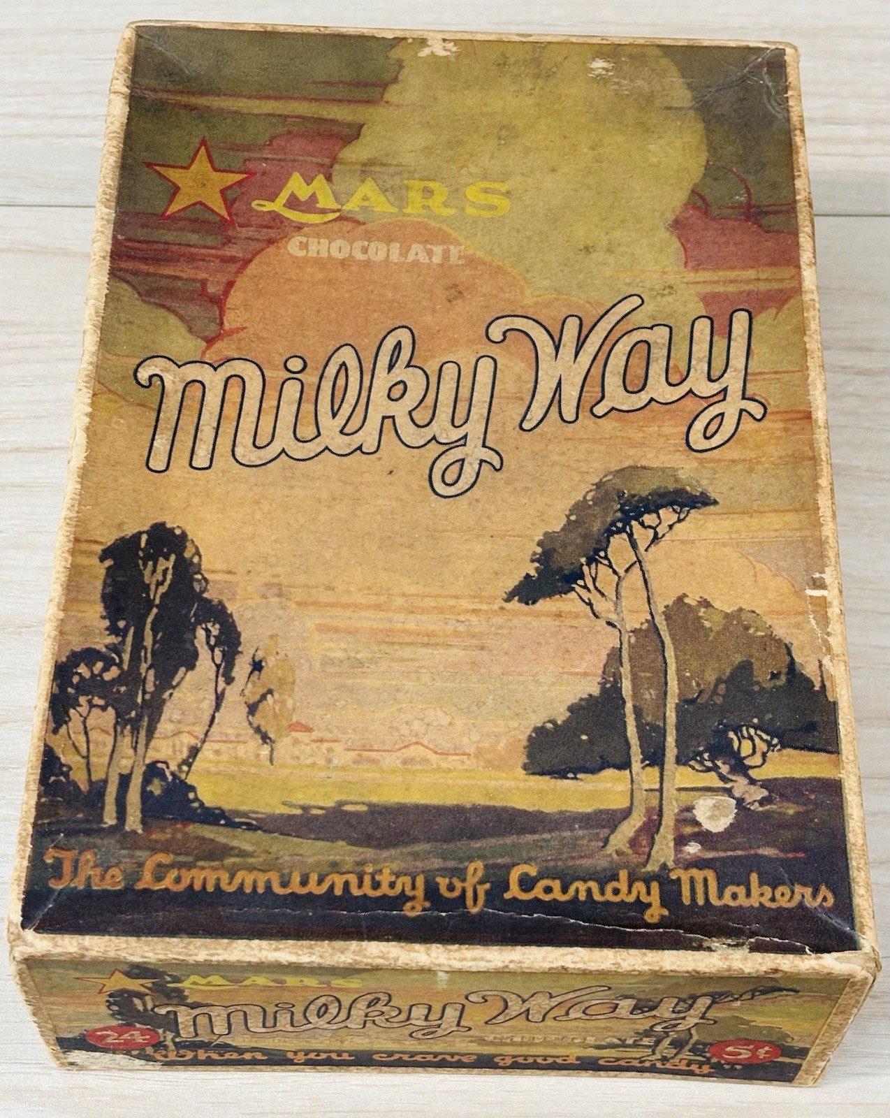 Vintage 1920s Mars Chocolate Milky Way Candy Box Store Display Empty Scarce Read