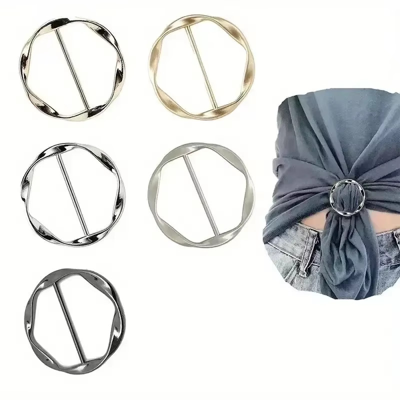 5Pcs Fashion Metal round Circle Clip Buckle Shawl T-Shirt Tie Clip Brooch Waist 5Pcs Fashion Metal round Circle Clip Buckle Shawl T-Shirt Tie Clip Brooch Waist
