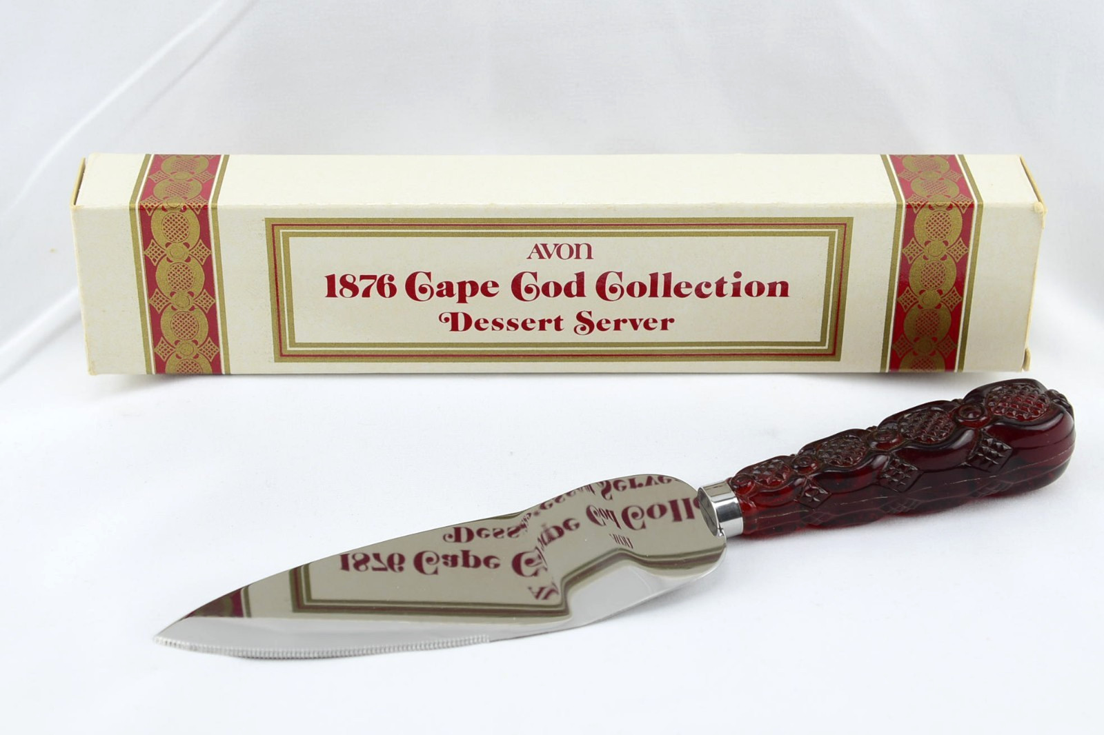 Avon 1876 Cape Cod Ruby Red Glass 10 Inch Dessert Server NIB Vintage