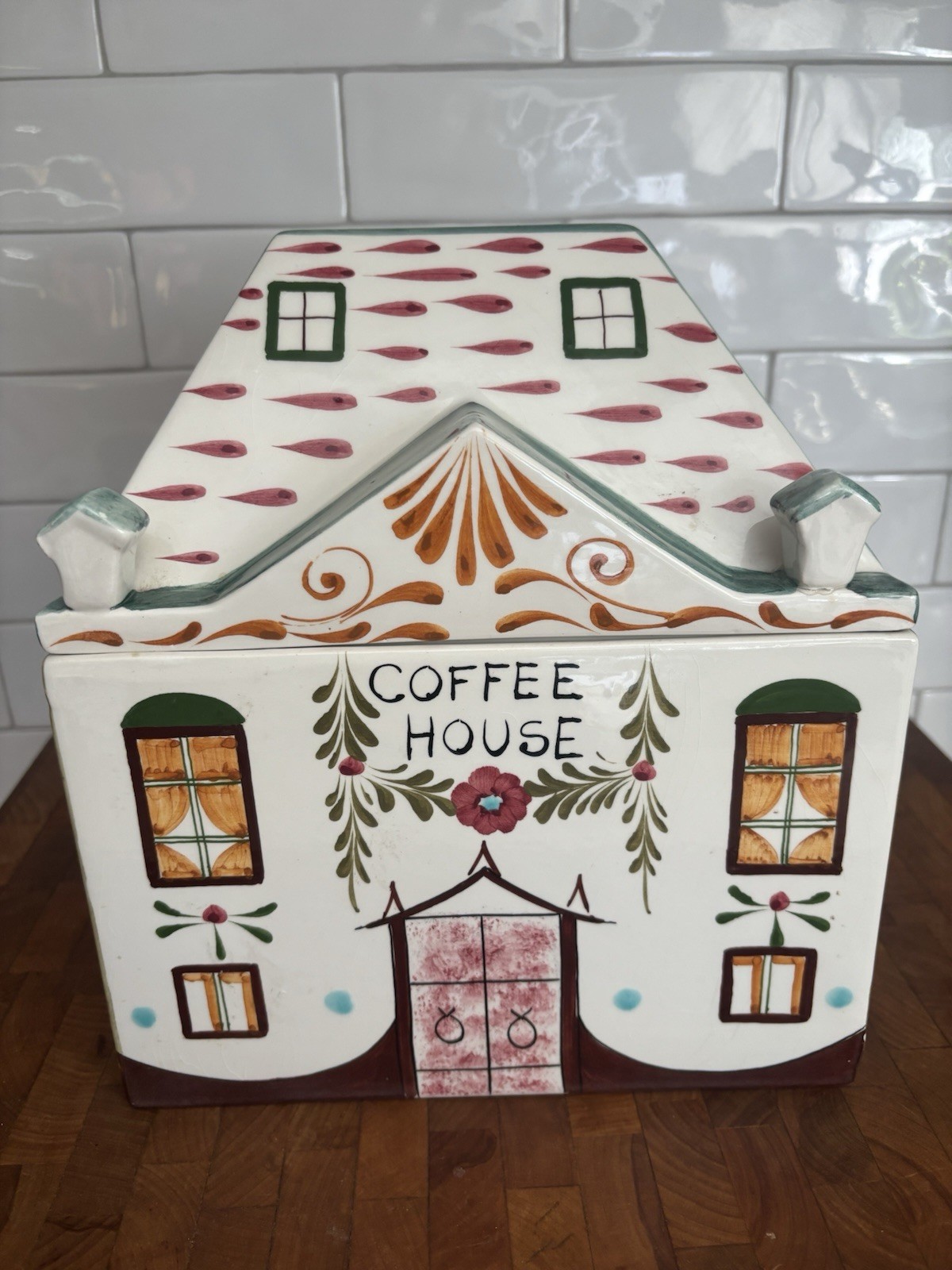 RARE Vtg Mancer Meiselman 'Coffee House' Ceramic Canister Italian Cottagecore