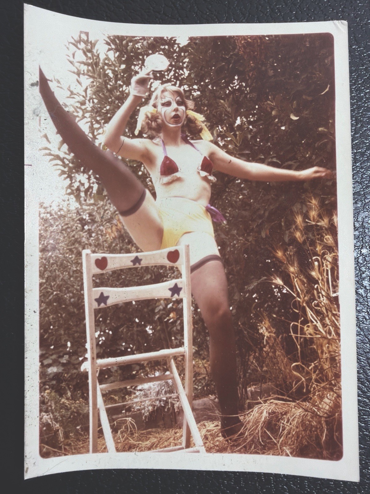 Vtg 1975 Clay Geerdes Photo Hippy Chick Vito’s Free Store Clown Counterculture