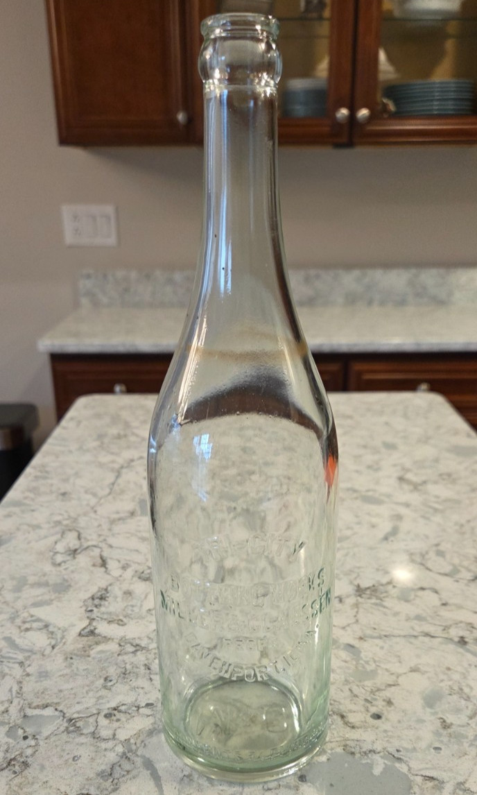 Vintage Tri City Miller & Claussen Soda Pop Bottle Green 24 oz Davenport Iowa