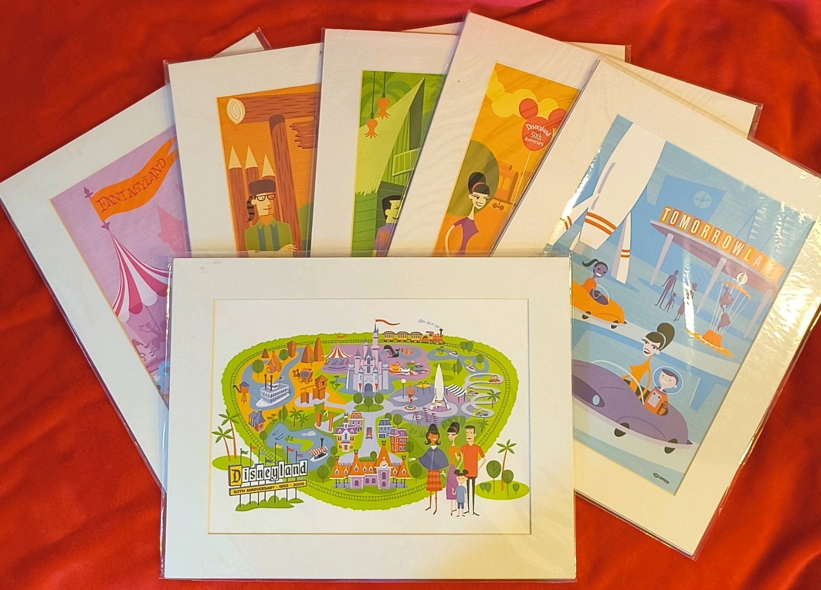 SHAG Disneyland 50th Anniv. Lands & Map 11x14 Art Print Set 6pc. Lot 2005 Disney SHAG Disneyland 50th Anniv. Lands & Map 11x14 Art Print Set 6pc. Lot 2005 Disney