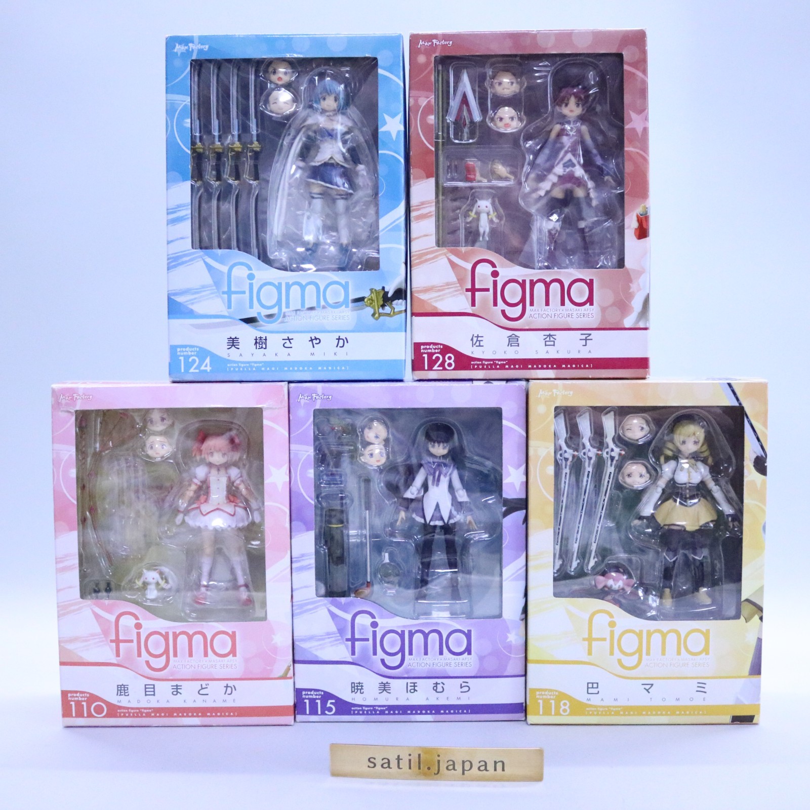[USED] Figma Puella Magi Madoka Magica Madoka, Homura, Mami, Sayaka, Kyoko Set