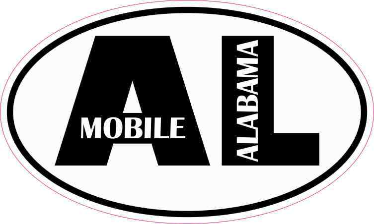 5in x 3in Oval AL Mobile Alabama Sticker Car Truck Vehicle Bumper Decal