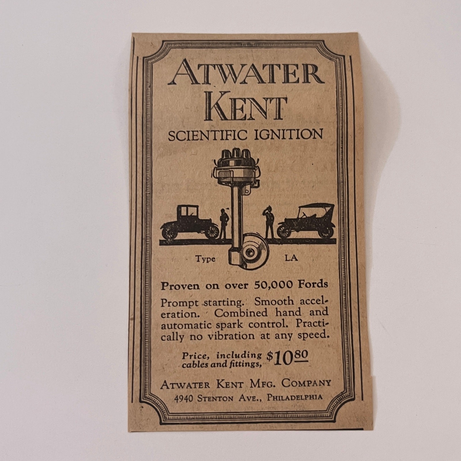 Atwater Kent Mfg. Company Scientific Ignition Phildelphia PA 1923 Ad SAG8-H3 Atwater Kent Mfg. Company Scientific Ignition Phildelphia PA 1923 Ad SAG8-H3