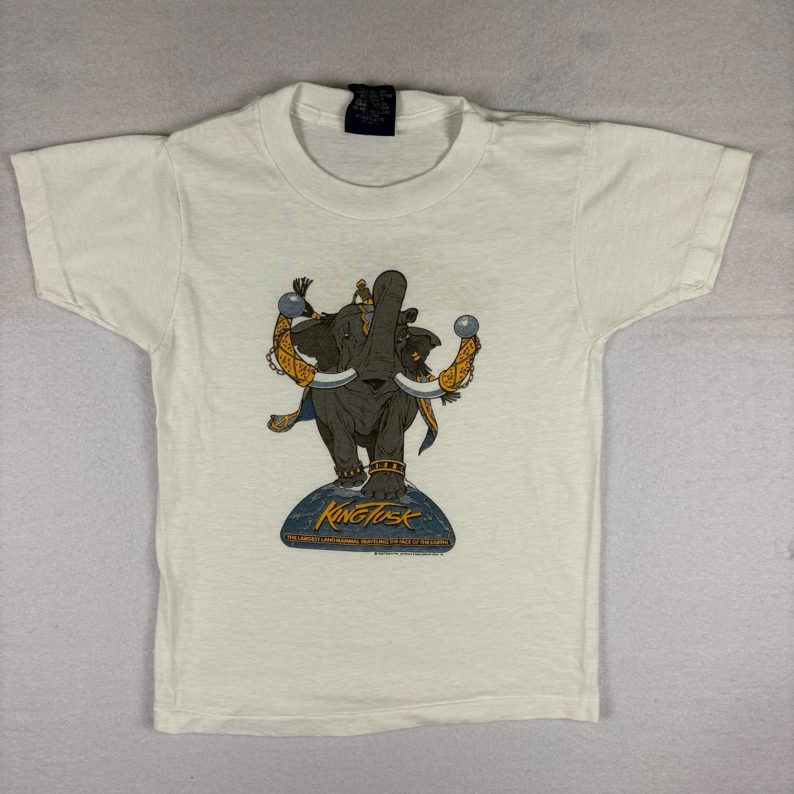 Vintage 1987 Ringling Bros Barnum Bailey King Tusk Circus Tee Children\'s 10-12