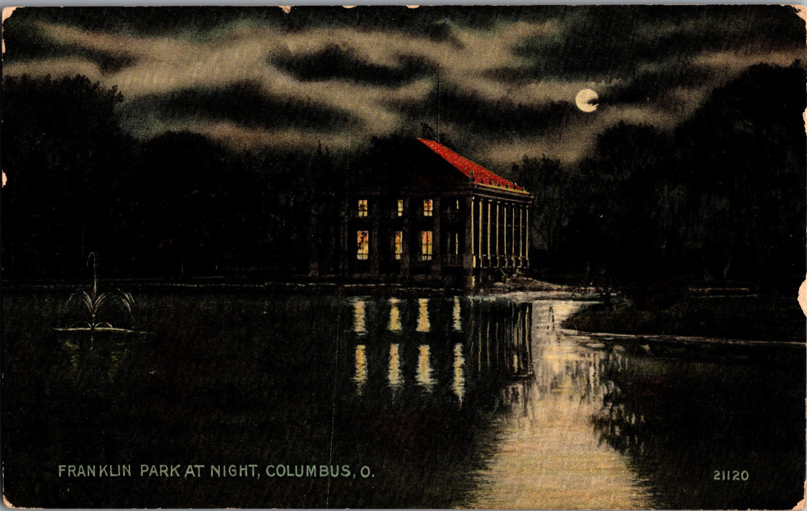 Vintage Postcard Columbus Ohio USA OH Franklin Park at Night
