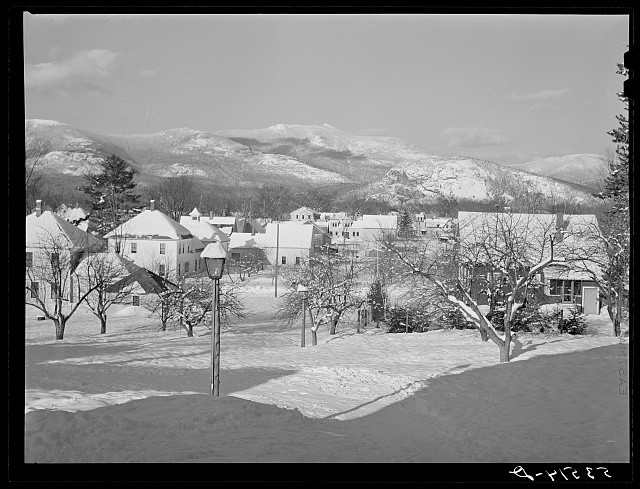 North Conway New Hampshire 1940 Residential Section Snowy Mountain View