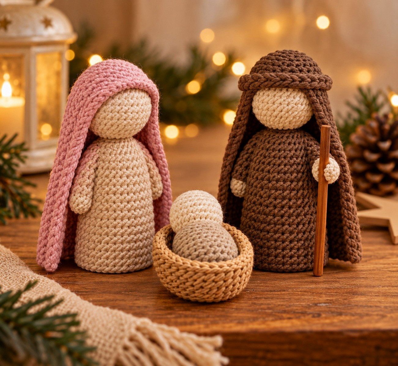 Crochet Style Nativity Scene Set